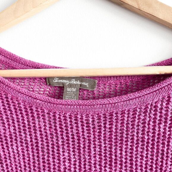 Tommy Bahama Women Sweater Open Knit Quarter Sleeve Purple Medium - Picture 8 of 8
